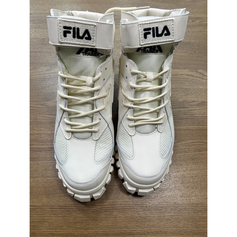 Fila Yak trainer Mens Womens Hi Top Chunky Sole Trainer Boots Cream White Size 9